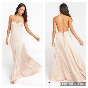 SMYM Champagne Luxe Satin Godshaw Goddess Gown S